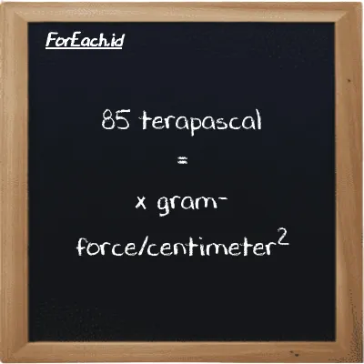 Example terapascal to gram-force/centimeter<sup>2</sup> conversion (85 TPa to gf/cm<sup>2</sup>)